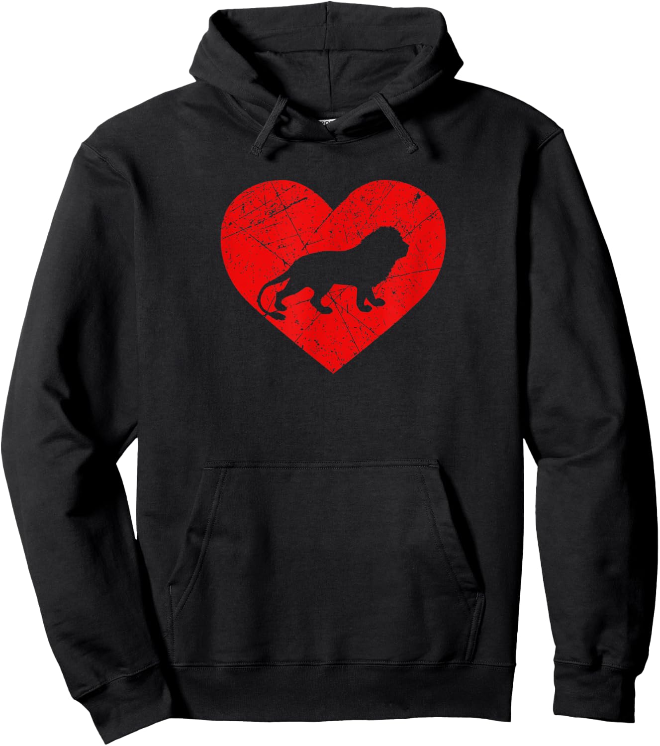Vintage Lion Lover Heart Love Valentine's Day Hoodie - Hoodie | Black
