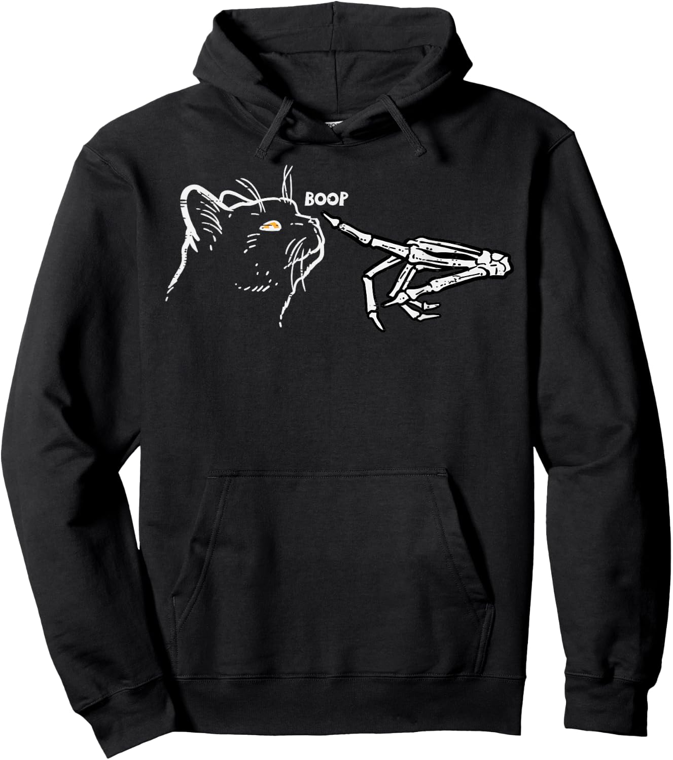 Black Cat Skeleton Hand Boop Halloween Pet Women Girls Kids Hoodie - Hoodie | Black