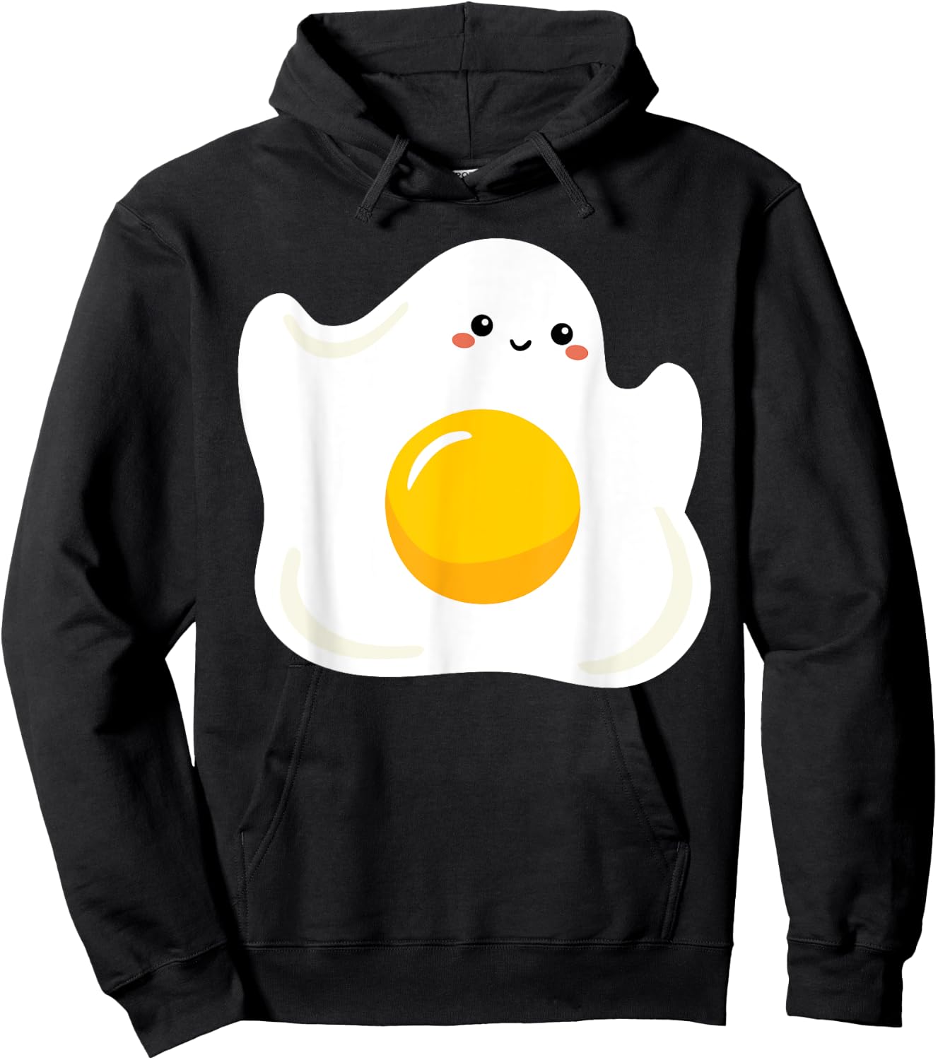 Cute Ghost Fried Egg Costume Funny Halloween Egg Hoodie - Hoodie | Black