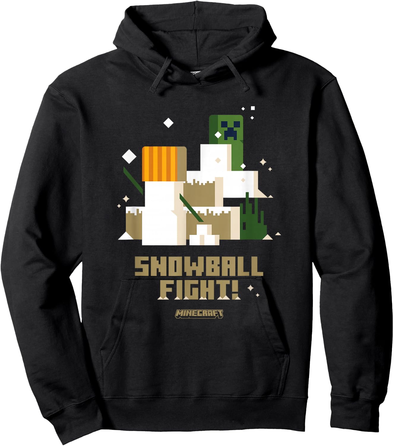 Minecraft Christmas Snowball Fight! Snow Golem VS Creeper Hoodie - Hoodie | Black