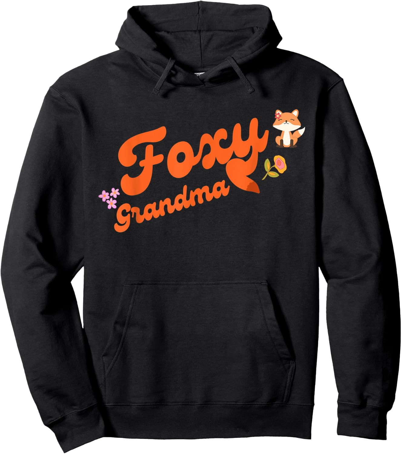 Foxy grandma with flowers and fox and fox tail Hoodie - Hoodie | Black
