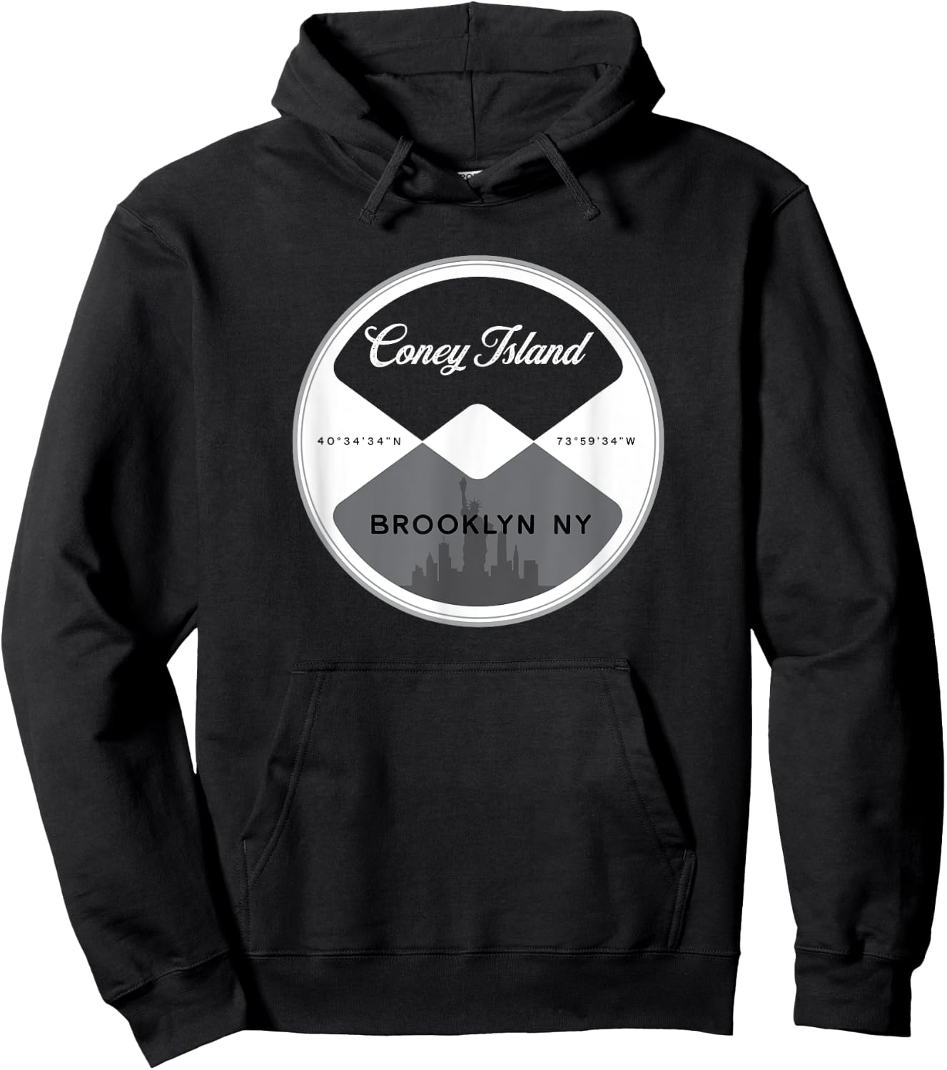 Coney Island Brooklyn New York City NYC Circle Graphic Hoodie - Hoodie | Black
