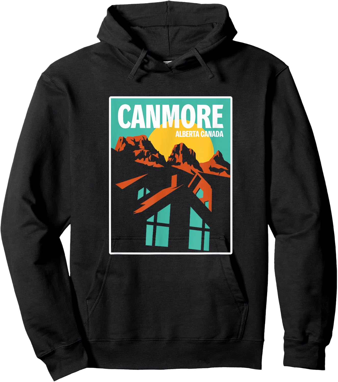 Retro Canada Alberta Canmore Three Sisters Mountains Gift Hoodie - Hoodie | Black
