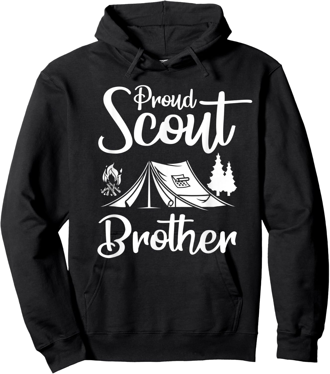 Proud Scout Brother Camping Scouting Tent Scout Leader Hoodie - Hoodie | Black