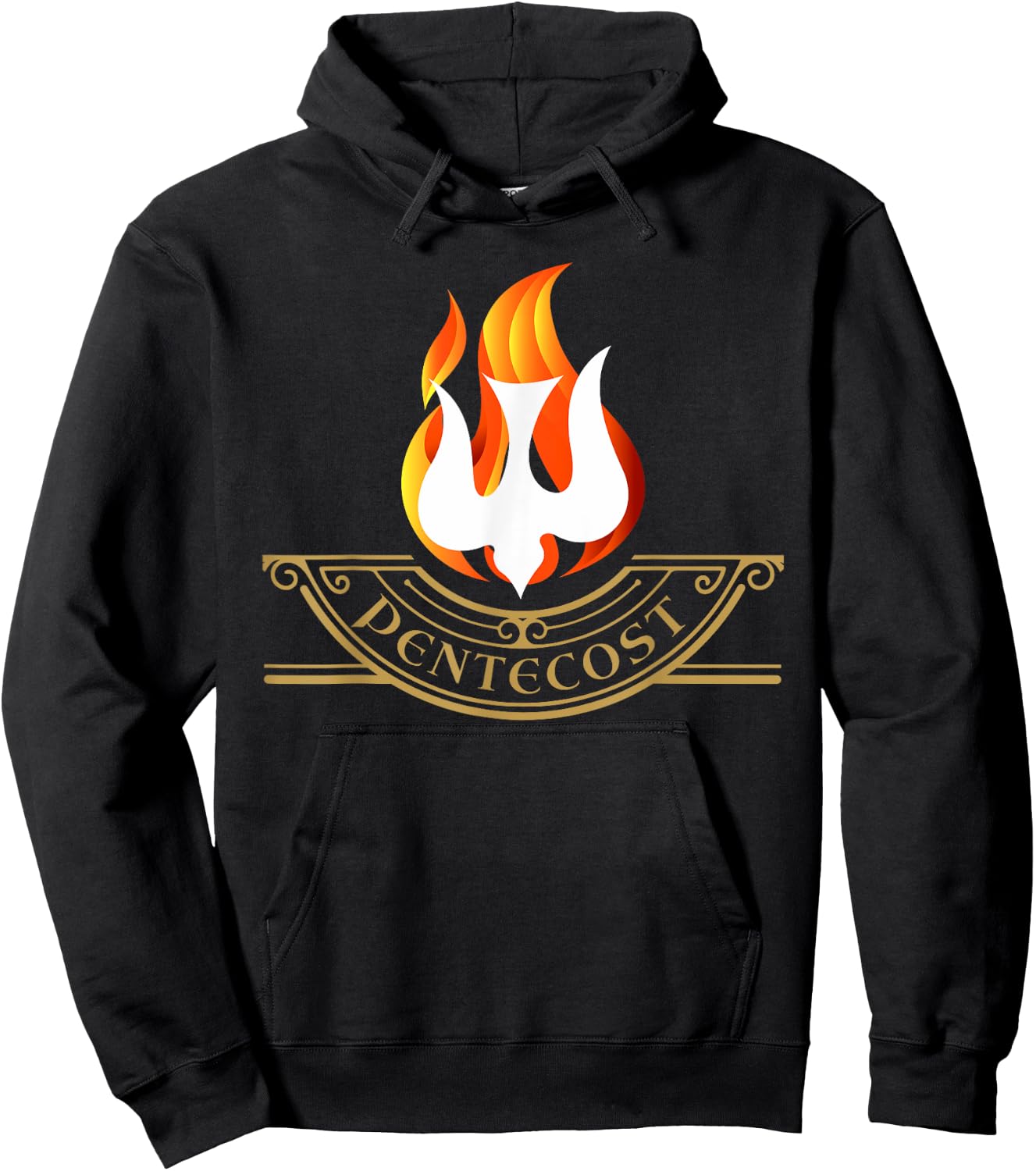 Peony Dove Tongue Fire Flame Holy Spirit Catholic Hoodie - Hoodie | Black