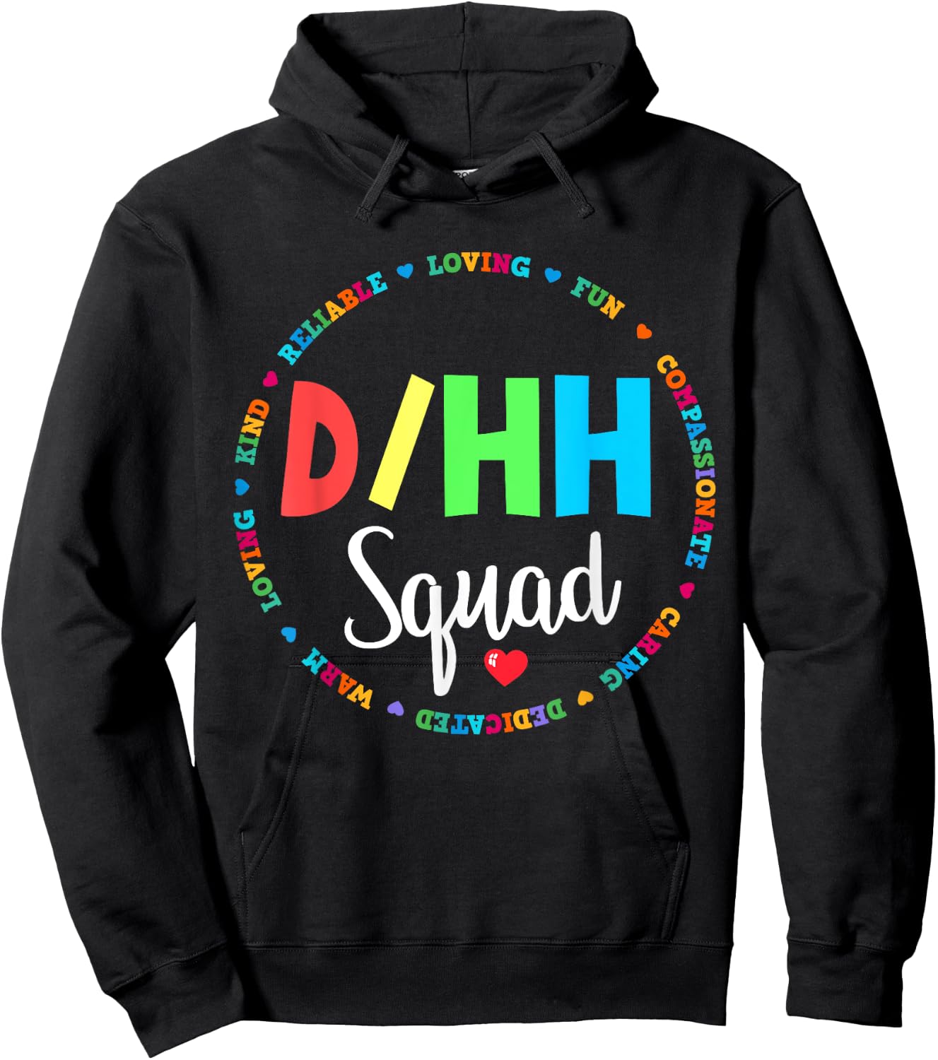 Matching D/HH Teacher Deaf Hard of Hearing ASL Squad Team Men Women Girls Kids Hoodie - Hoodie | Black