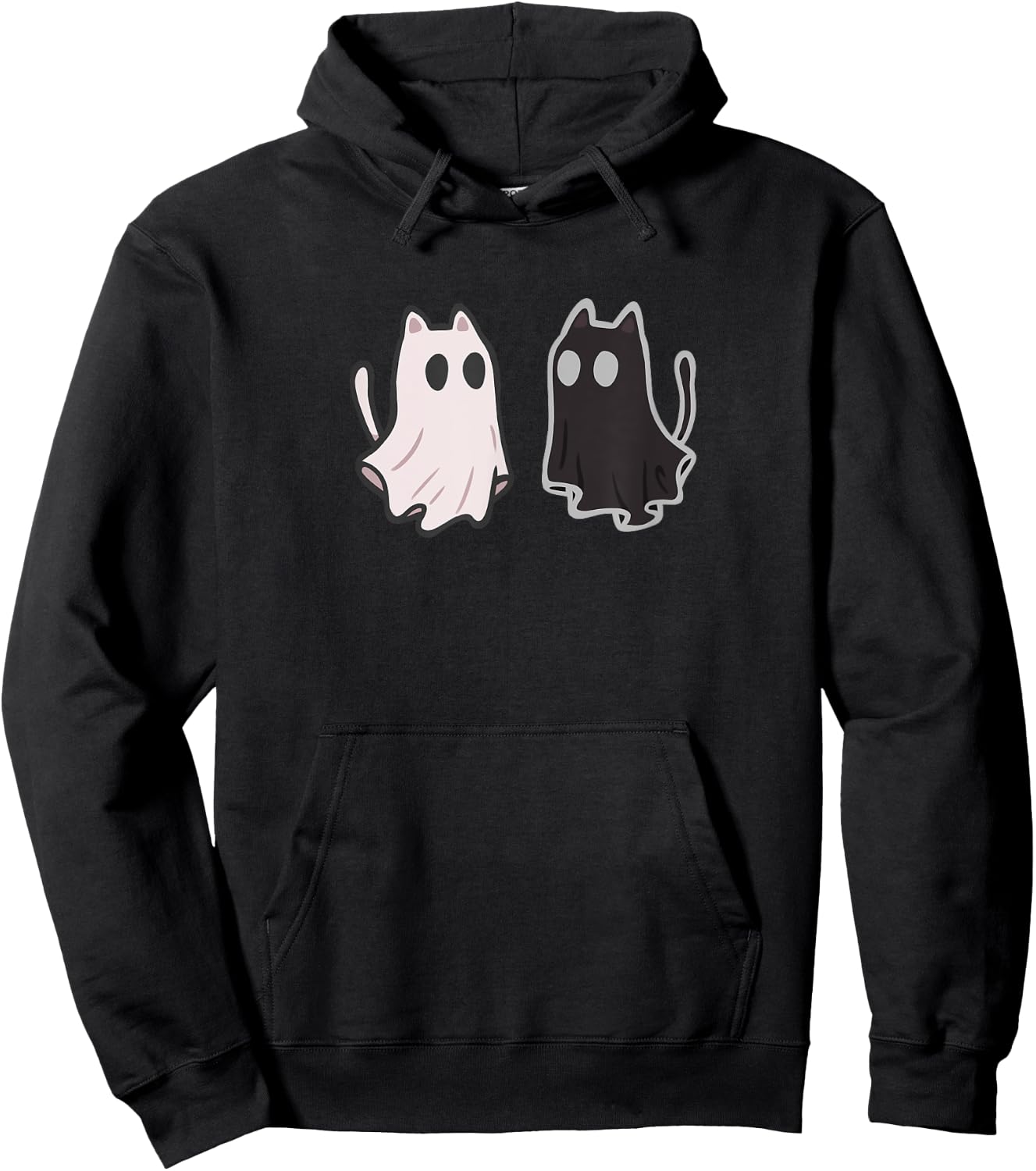 Flowing Little Cute Ghost Cats Hoodie - Hoodie | Black