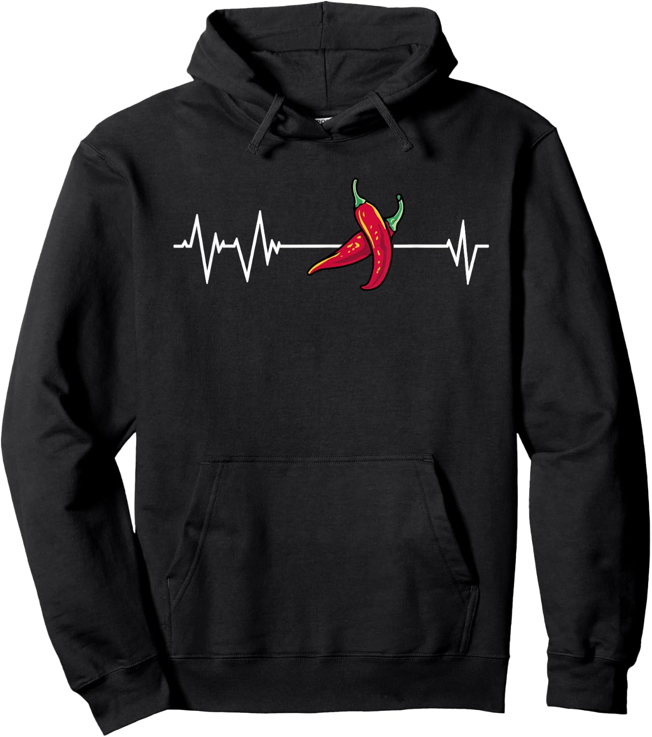 Great Chili Pod Heartbeat Outfit American Tex-Mex Spicy Dish Hoodie - Hoodie | Black