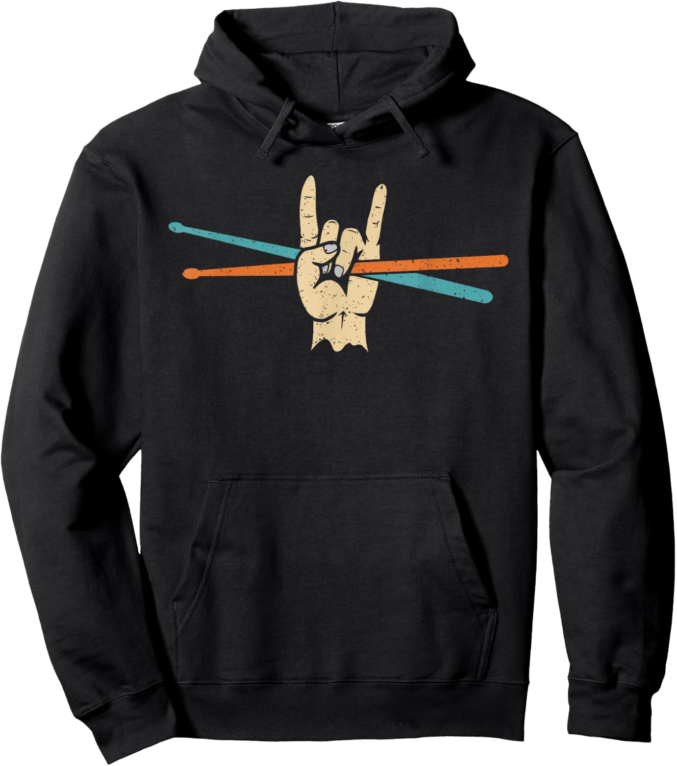 Retro Drum Sticks Art Men Boys Kids Percussion Drum Player Hoodie - Hoodie | Black