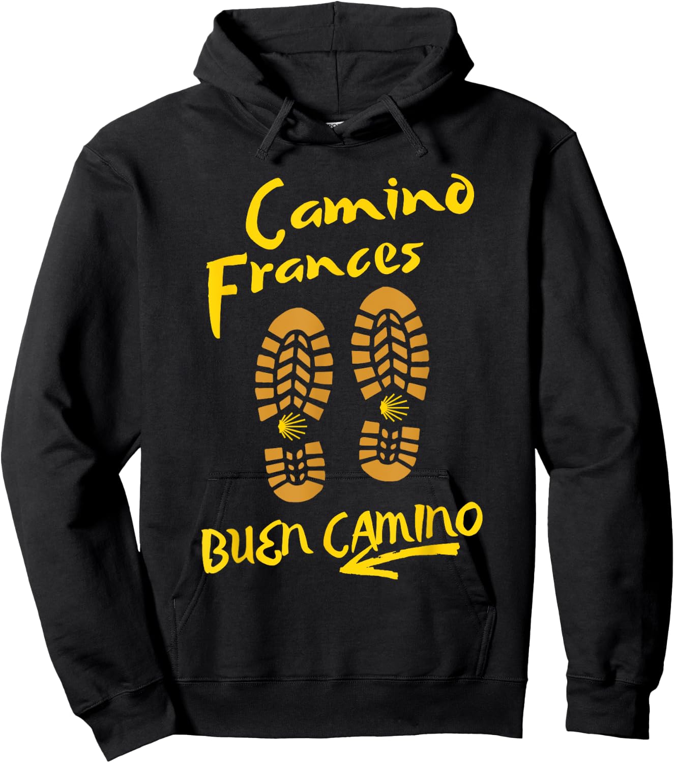 CAMINO FRANCES, BUEN CAMINO, Hiking Boots Hoodie - Hoodie | Black