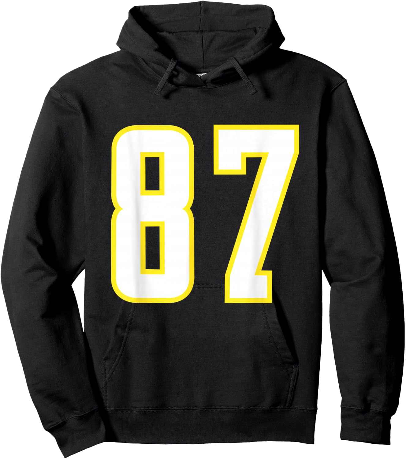 Yellow White Sports Team Number 87 Hoodie - Hoodie | Black