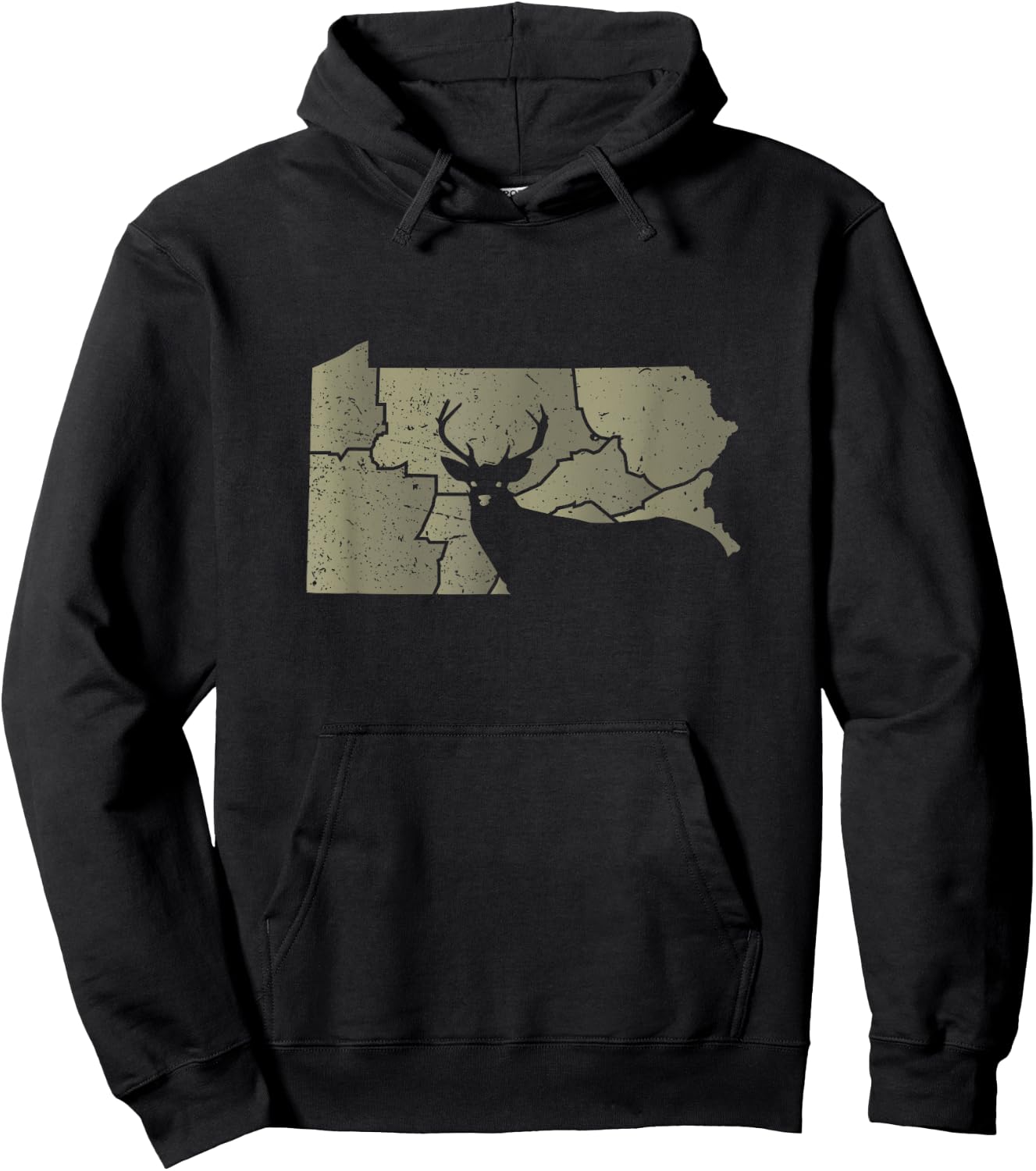 White-Tailed Deer Hunter Pennsylvania Map Shape Hoodie - Hoodie | Black