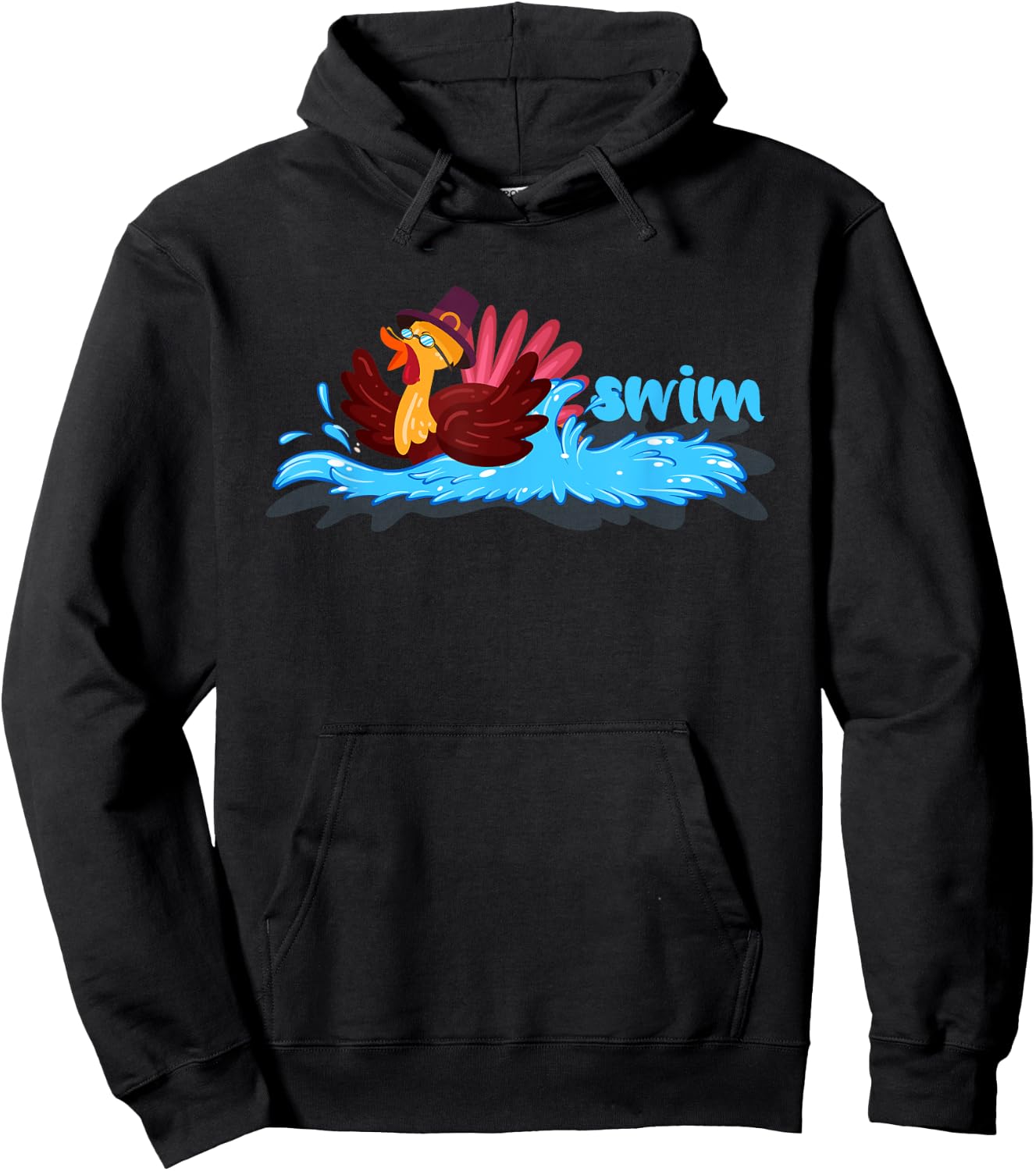 Turkey swim Costume Thanksgiving Running Turkey swimming Hoodie - Hoodie | Black