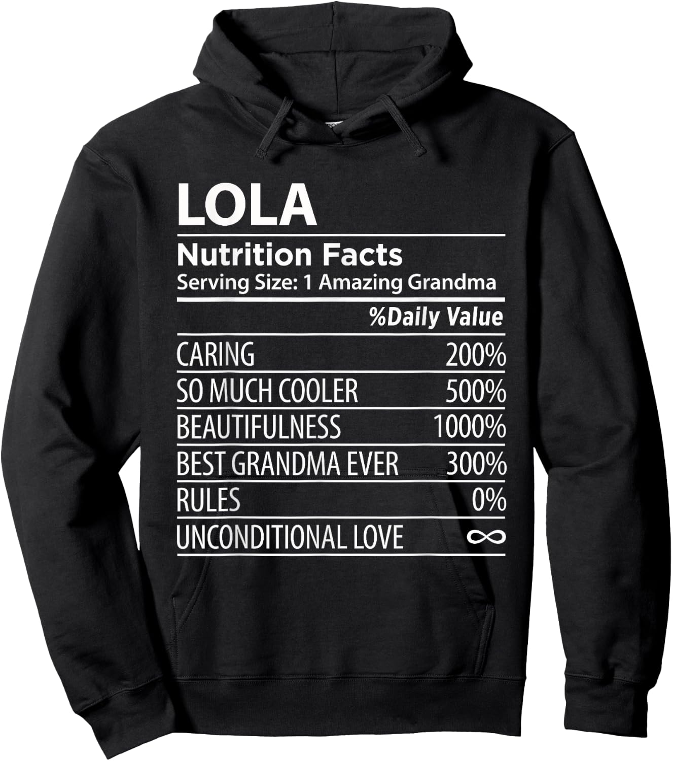 Lola Nutrition Facts | Funny Filipino Grandma Hoodie - Hoodie | Black