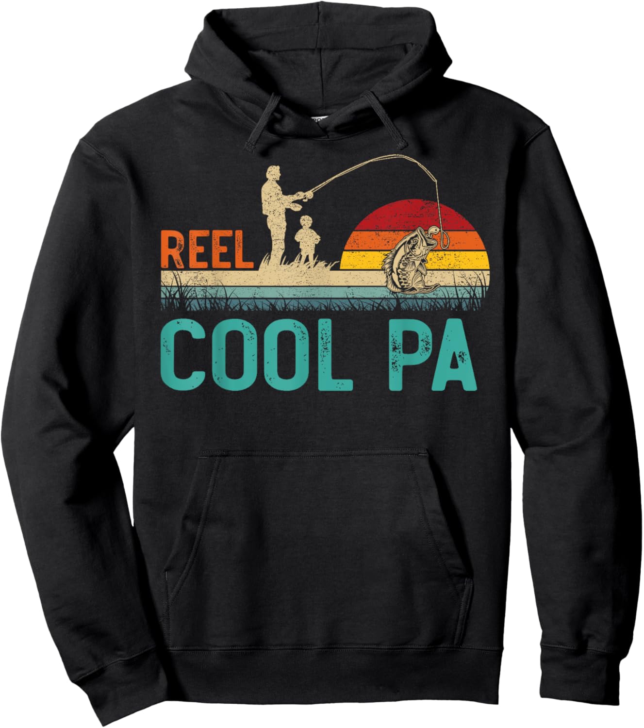 Reel Cool Pa Vintage Retro Fishing Father's Day Hoodie - Hoodie | Black