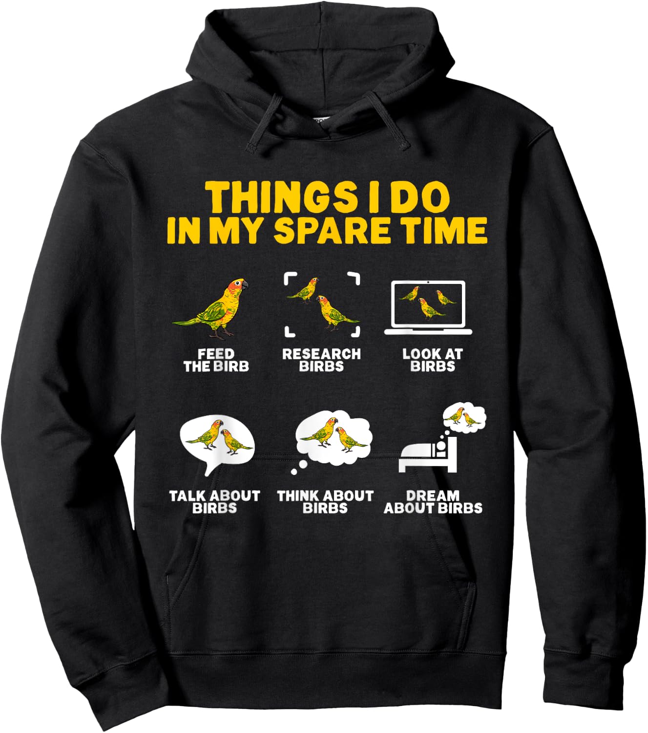 Sun Conure Things I Do In My Spare Time Parrot Bird Conure Hoodie - Hoodie | Black