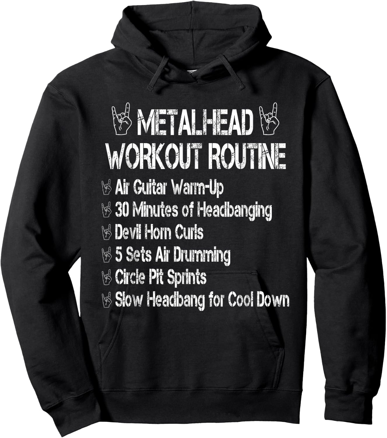 Funny Metalhead Workout Routine Heavy Metal Fan Hoodie - Hoodie | Black