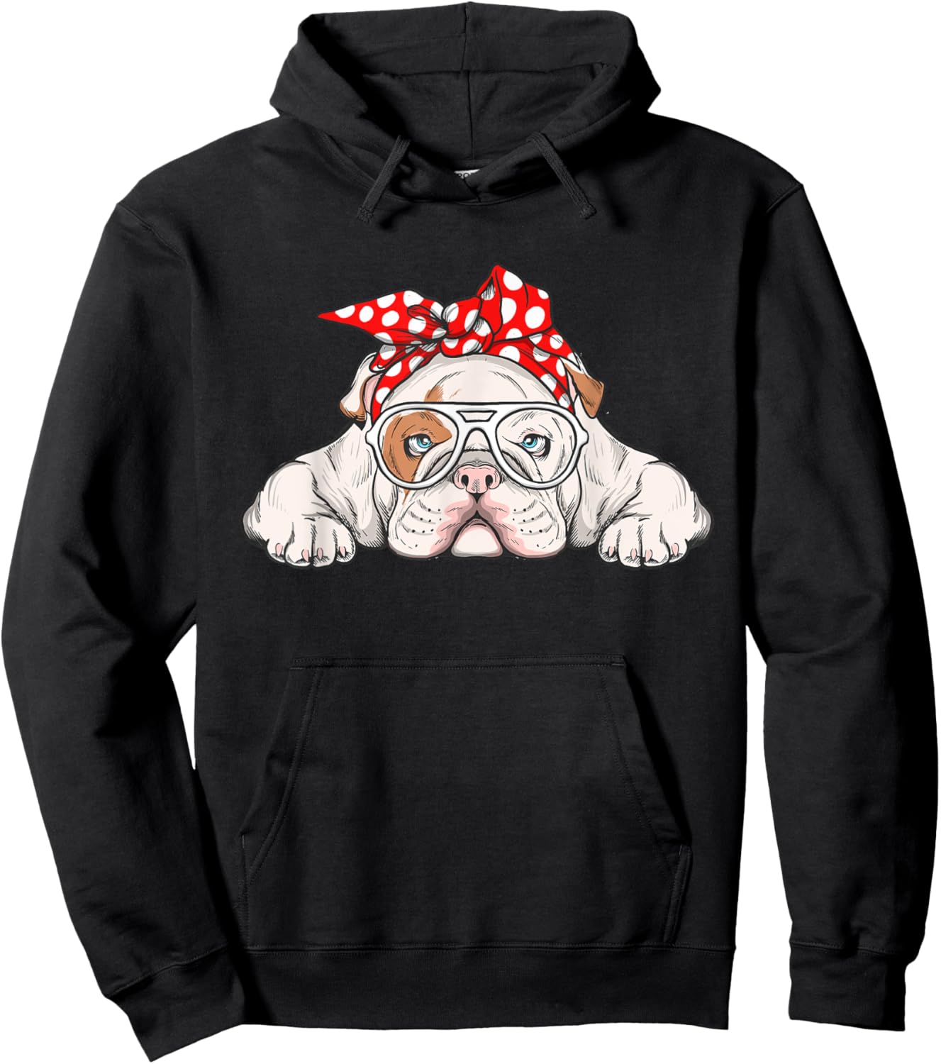 English Bulldog With Bandana - Dog Animal Lover Puppy Owner Hoodie - Hoodie | Black