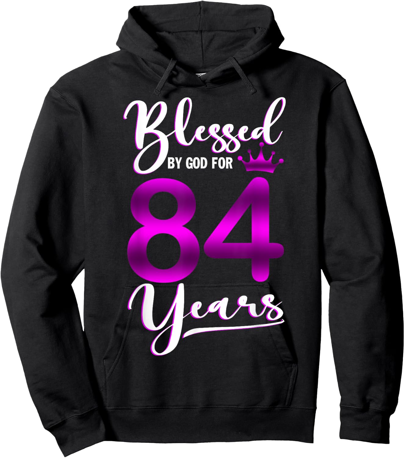 Vintage Blessed by God For 84 Years Old Happy 84th Birthday Hoodie - Hoodie | Black