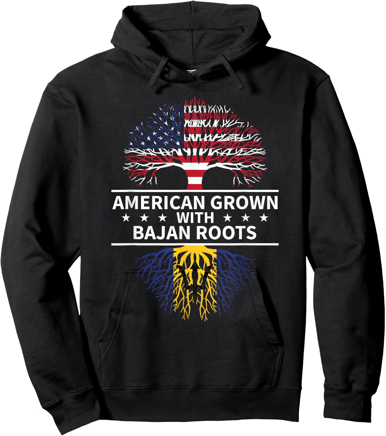 American Grown Bajan Roots Barbados Hoodie - Hoodie | Black