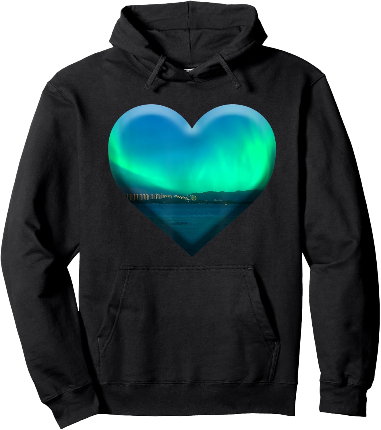 Northern Light Aurora Borealis Heart Shape Love Nature Sky Hoodie - Hoodie | Black