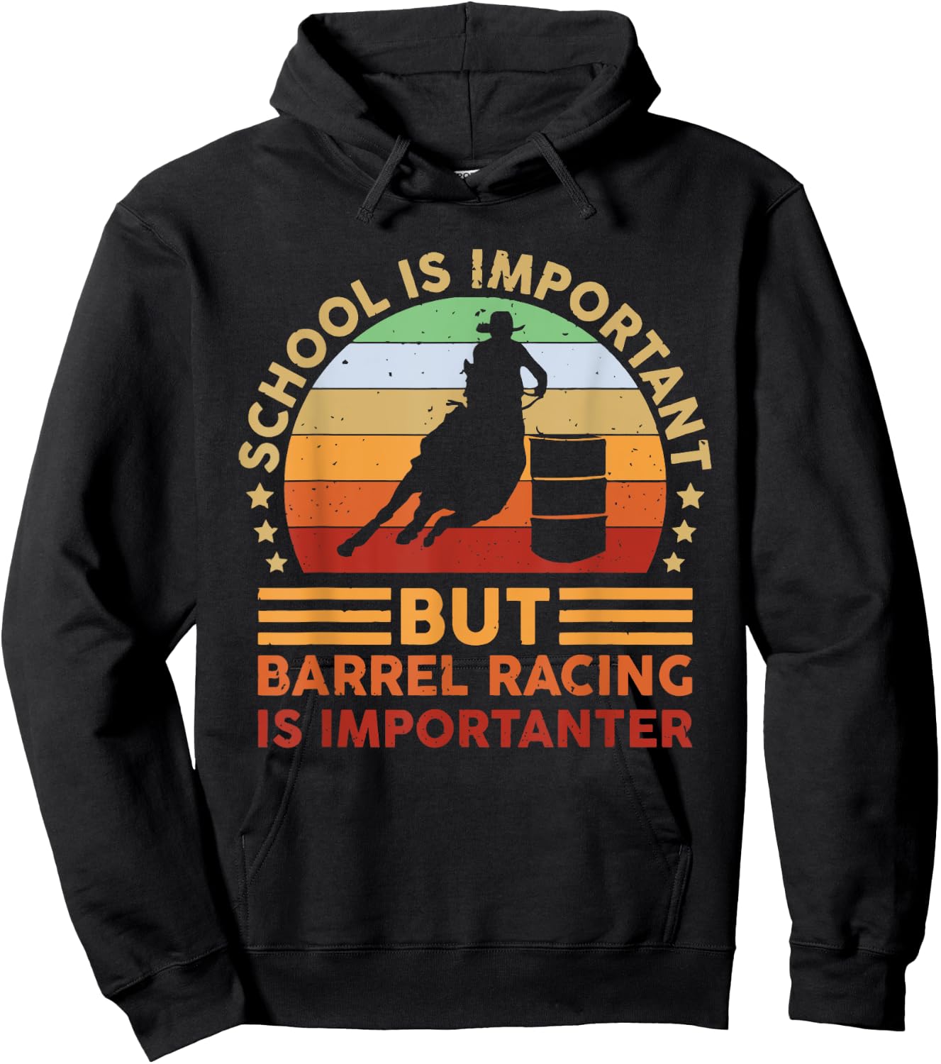 School Is Important But Barrel Racing Is Importanter Rodeo Hoodie - Hoodie | Black