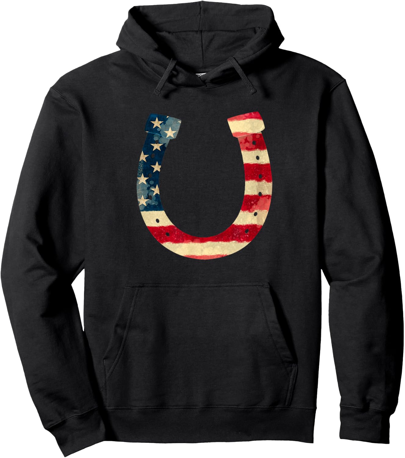 American Flag 4th July Horseshoe Kids Men Hoodie - Hoodie | Black