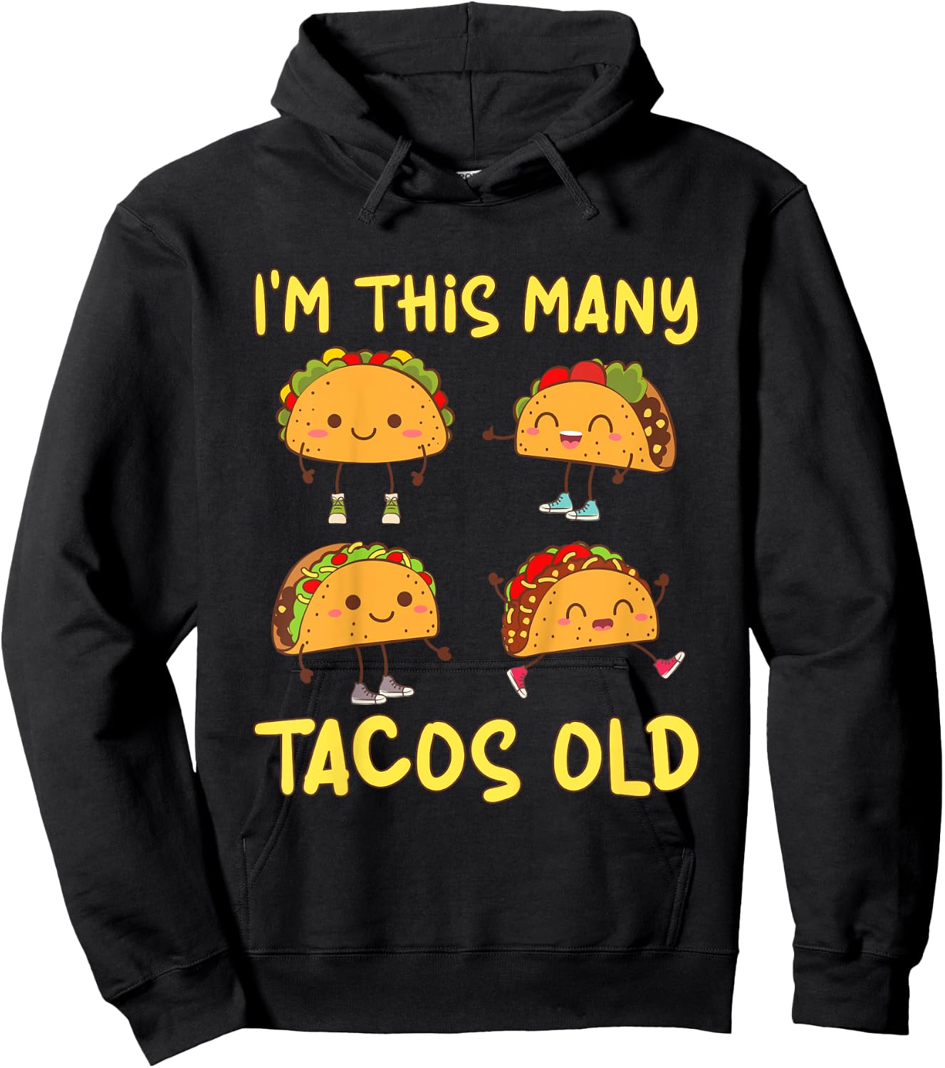 Kids 4 Years Old Boy Tacos Old 4th Birthday Kids Hoodie - Hoodie | Black