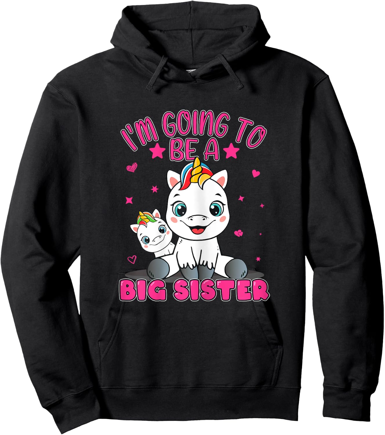I'm Going To Be A Big Sister Girls' Siblings Unicorn Hoodie - Hoodie | Black