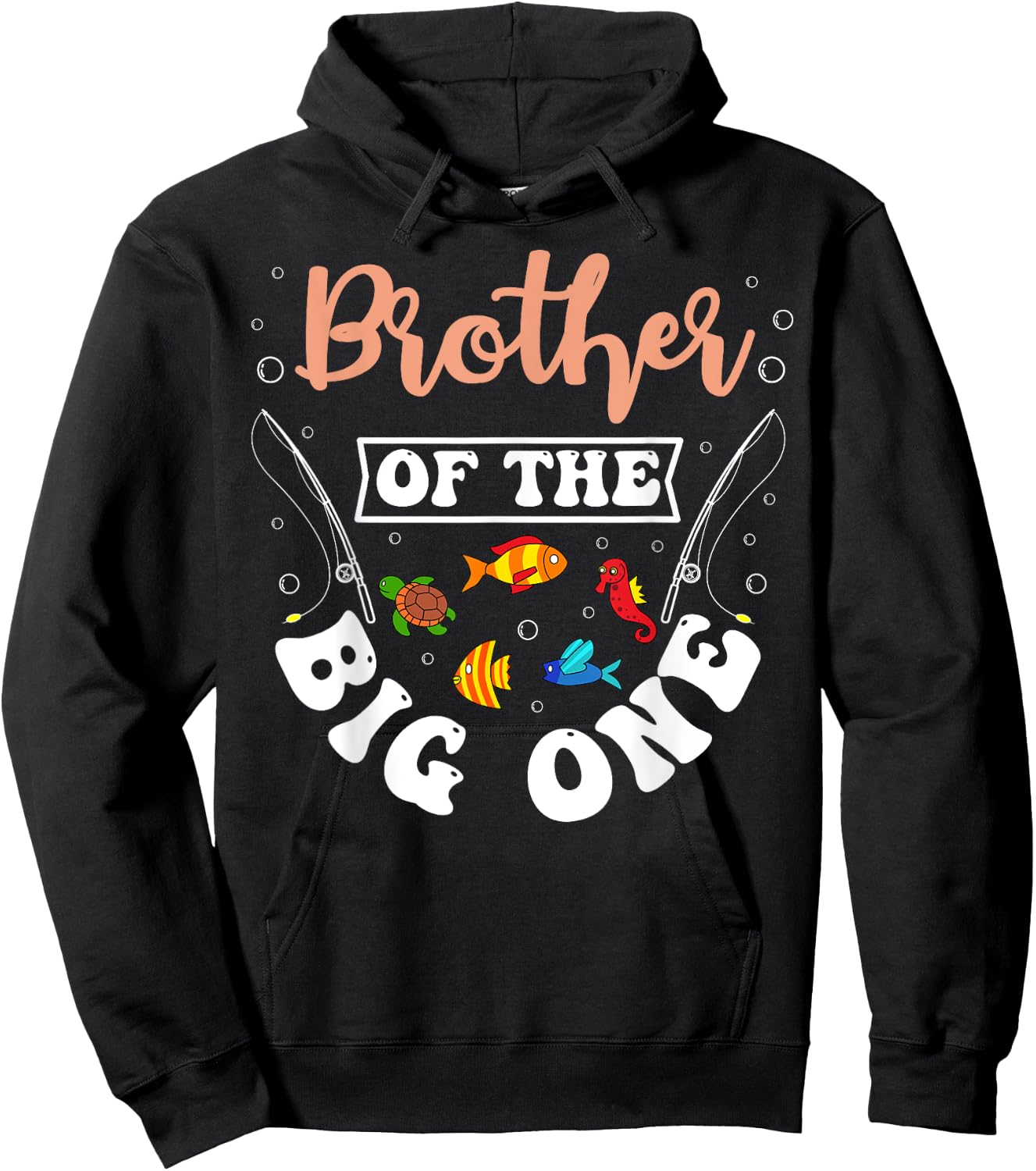 Brother Of The Big One Fishing Birthday Party Bday Hoodie - Hoodie | Black