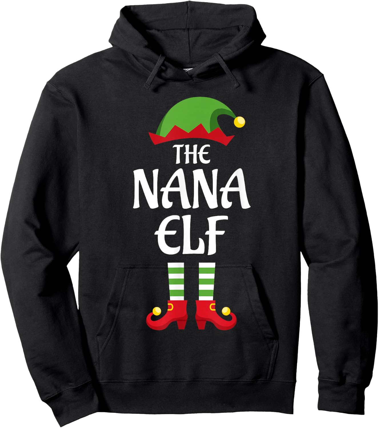 Nana Elf Family Matching Group Christmas Hoodie - Hoodie | Black