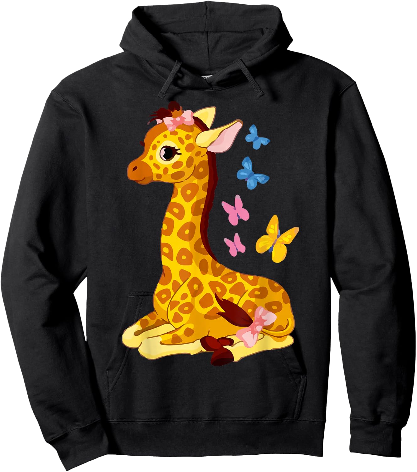 Funny Giraffe Drawing Forest Ranger Cool Giraffe Mom Hoodie - Hoodie | Black