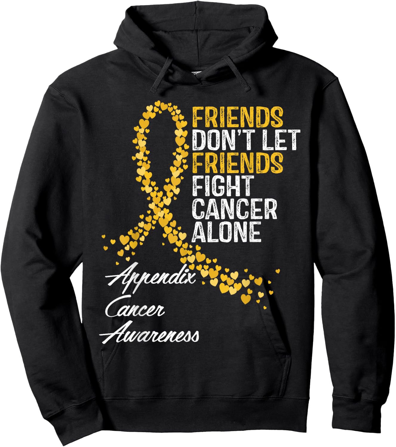 Appendix Cancer Awareness Friends Fighter Warrior Support Hoodie - Hoodie | Black