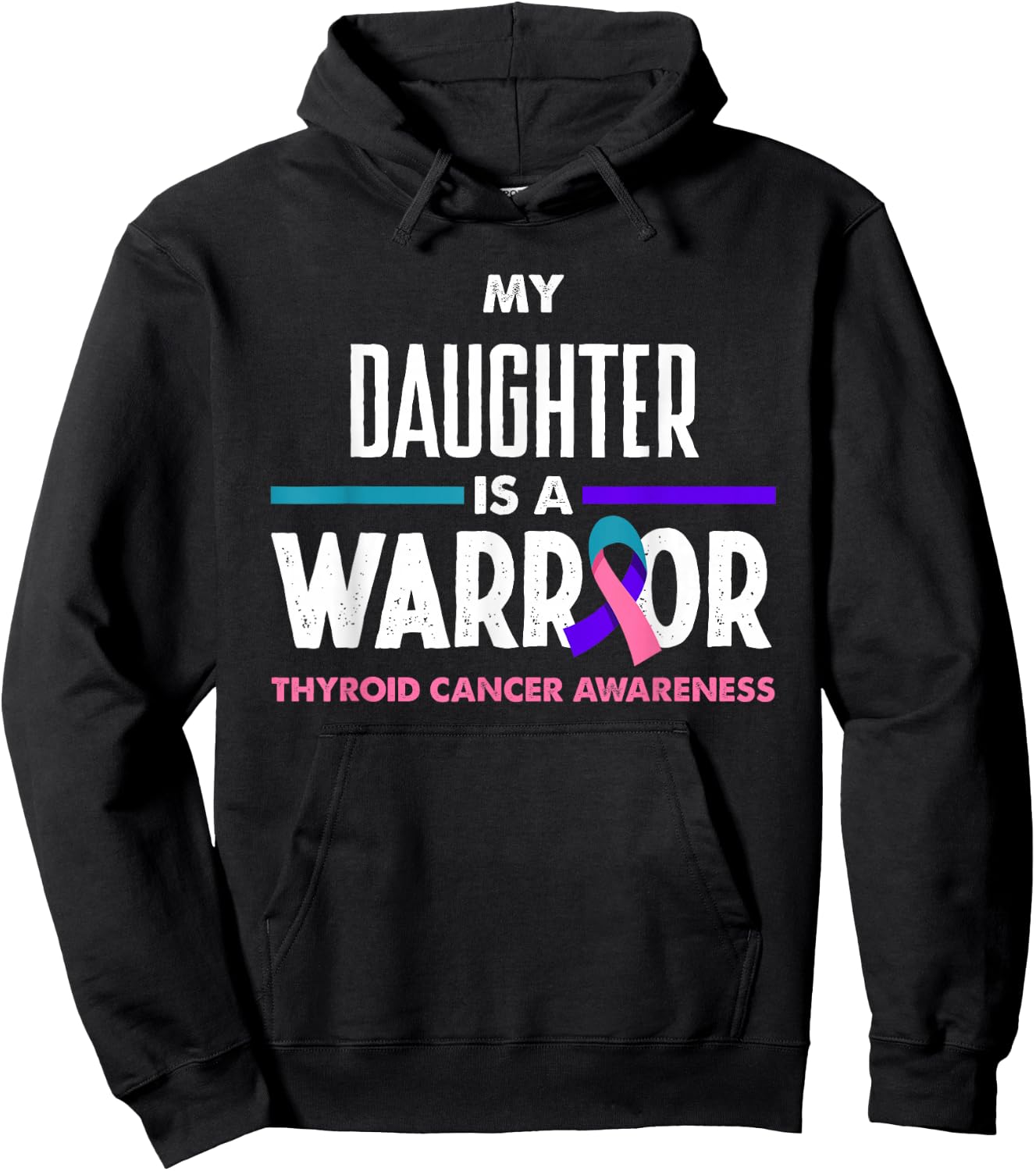 My Daughter Is A Warrior Thyroid Cancer Awareness Hoodie - Hoodie | Black