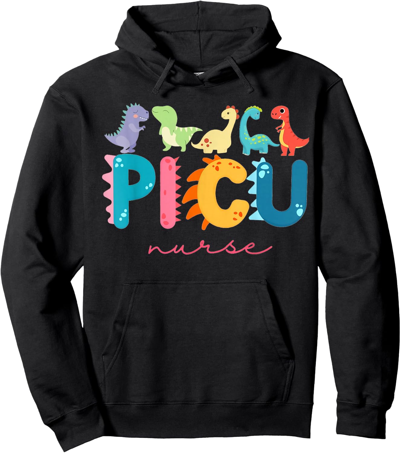 PICU Pediatric Nurse Dinosaurs PICU Squad Nurse Appreciation Hoodie - Hoodie | Black