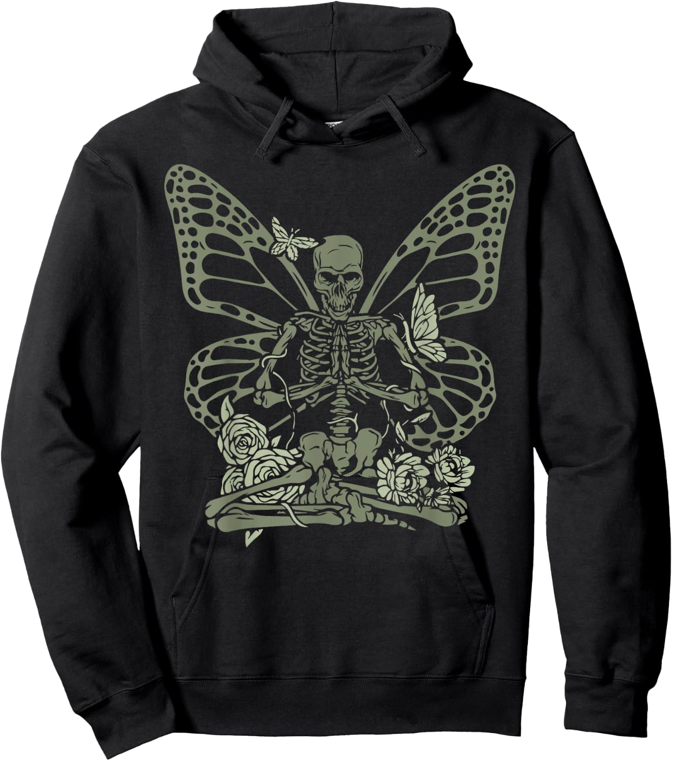 Fairy Grunge Fairycore Aesthetic Skeleton Butterfly Gothic Hoodie - Hoodie | Black