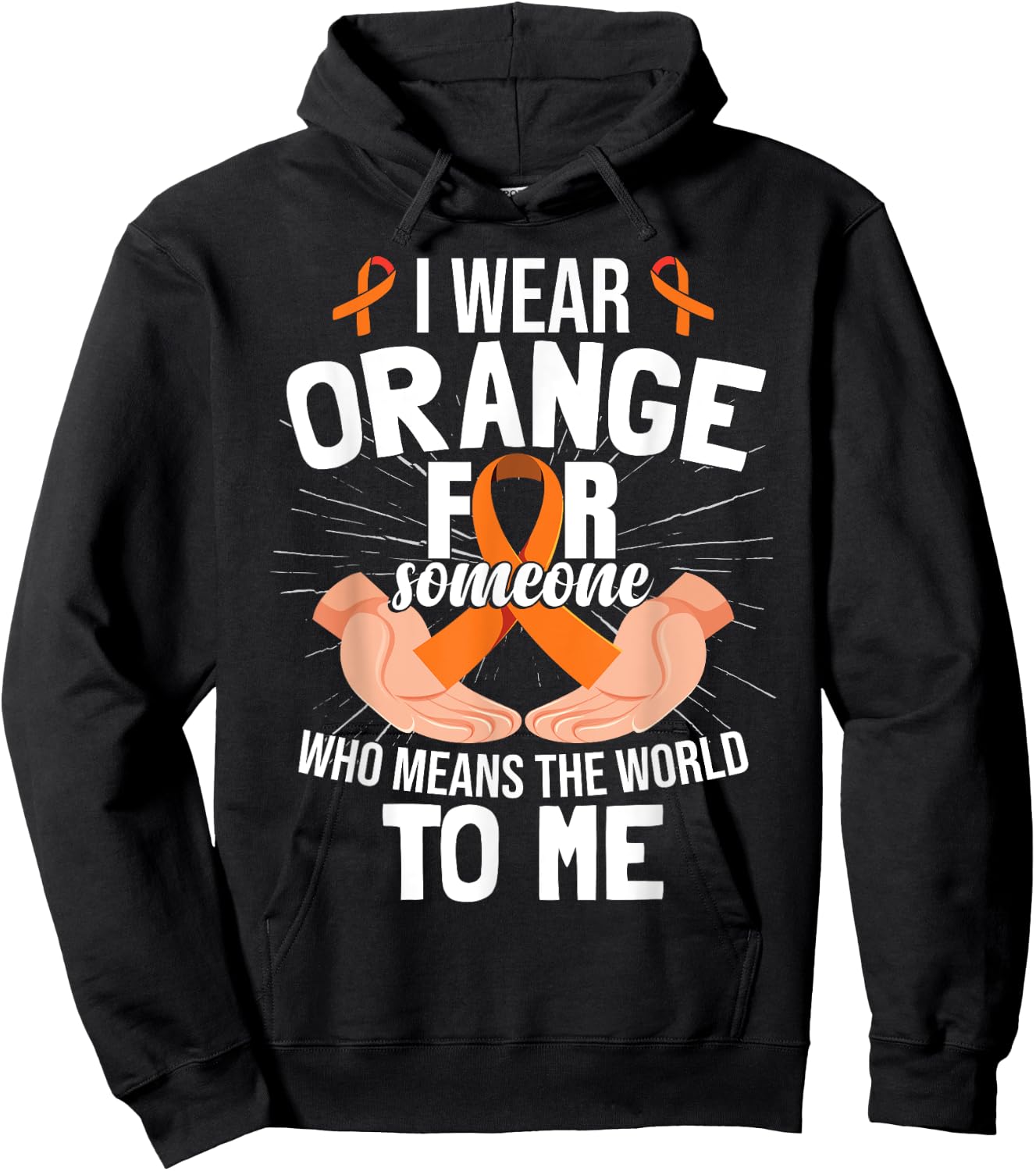 Orange Ribbon MS Multiple Sclerosis Awareness Hoodie - Hoodie | Black