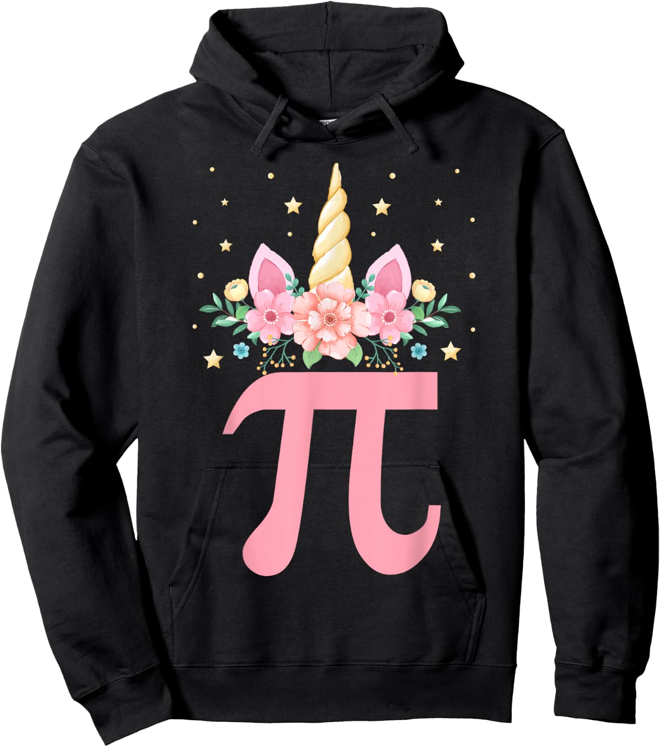 Cute Unicorn Pi day Floral Kids Boys Girls Math Teachers Hoodie - Hoodie | Black