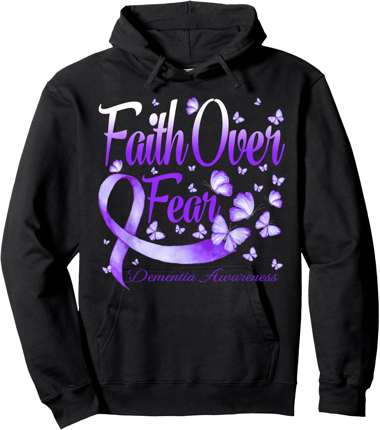 Faith Over Fear Dementia Awareness Butterfly Hoodie - Hoodie | Black