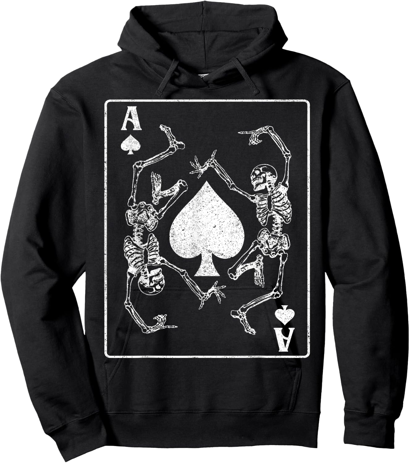 Goth Punk Ace Of Spades Card Shark Gambler Skeleton Vintage Hoodie - Hoodie | Black