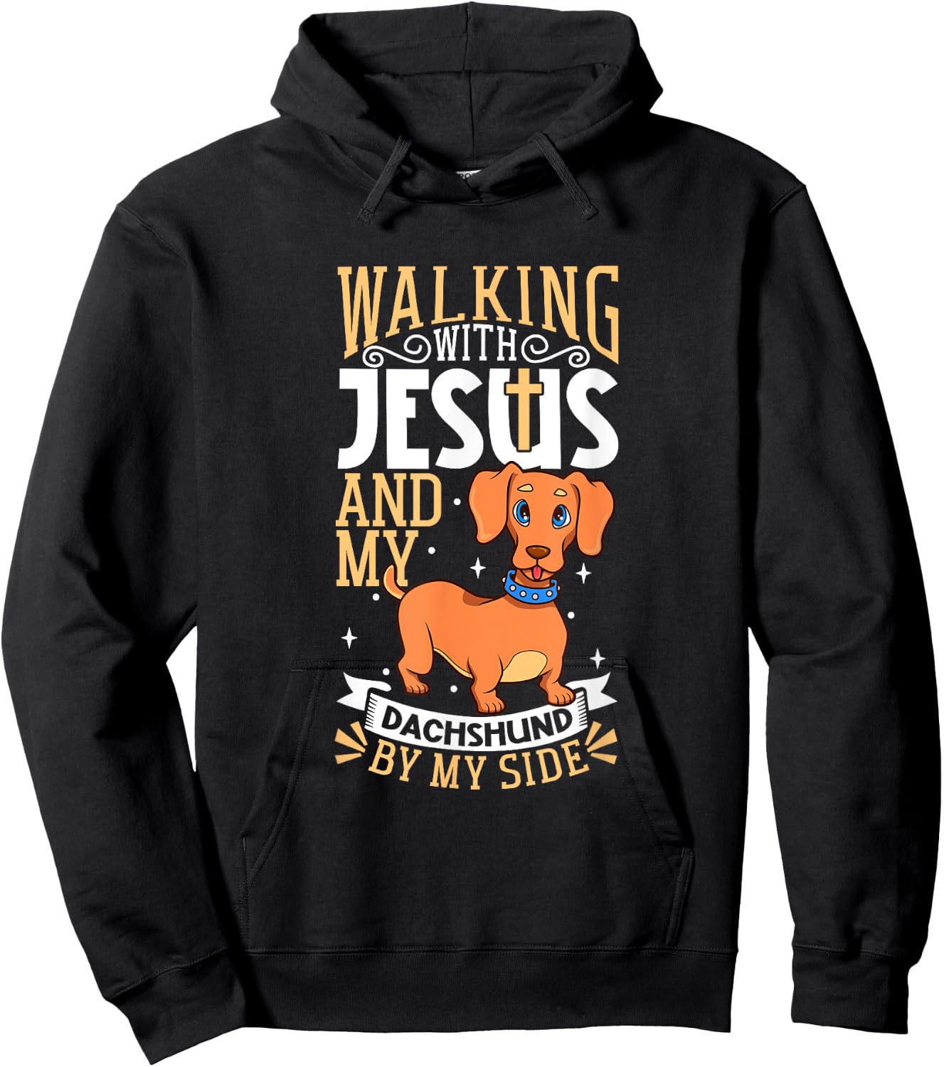 Jesus and dog - Dachshund Men Women Kids Hoodie - Hoodie | Black