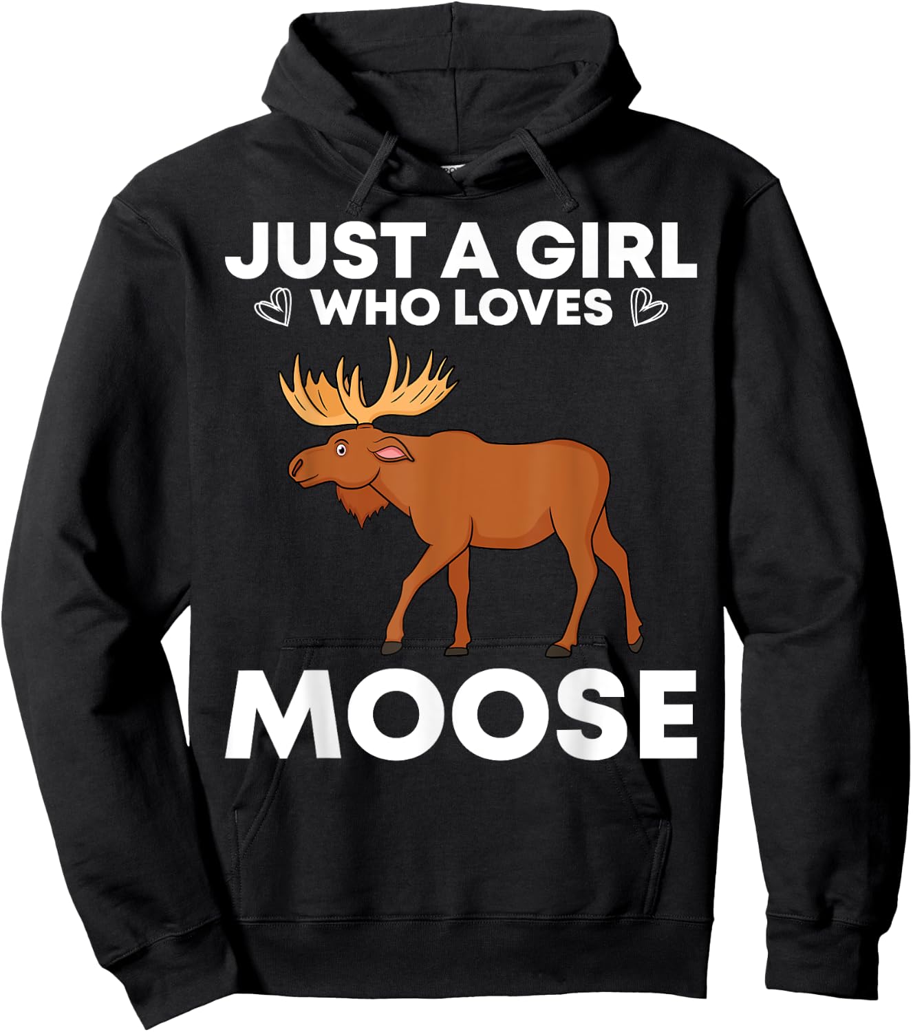 Funny Moose Girls Antler Alces Elk Forest Animal Hoodie - Hoodie | Black