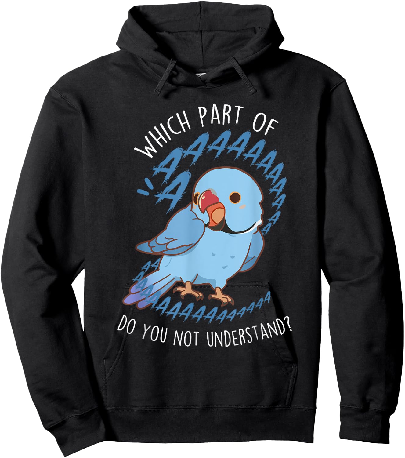 Blue Indian Ringneck Parrot Aaa, Funny Cute Pet Bird Mom Dad Hoodie - Hoodie | Black