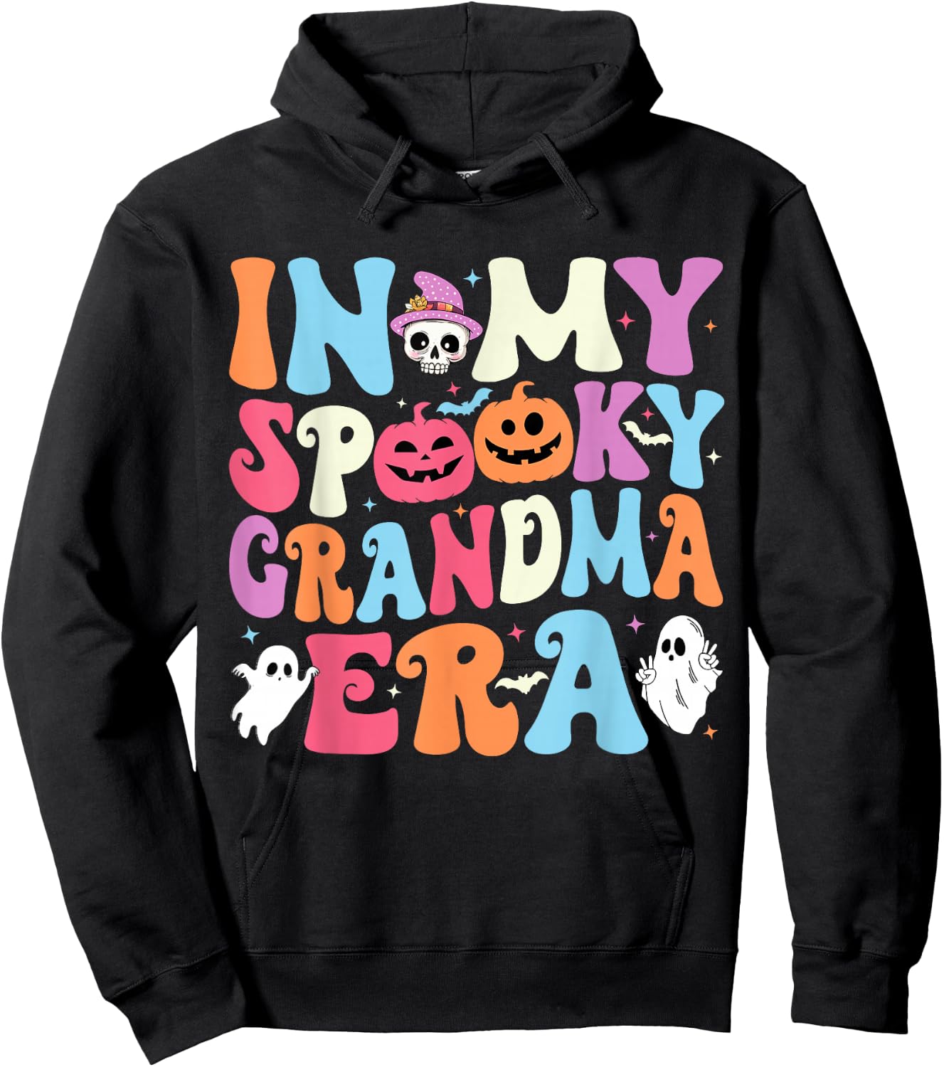 In My Spooky Grandma Era Halloween Groovy Grandma Halloween Hoodie - Hoodie | Black