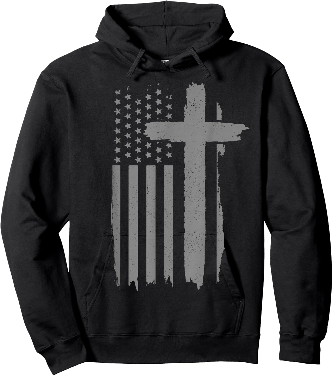 Patriotic Christian American Flag Cross Jesus Religious Hoodie - Hoodie | Black