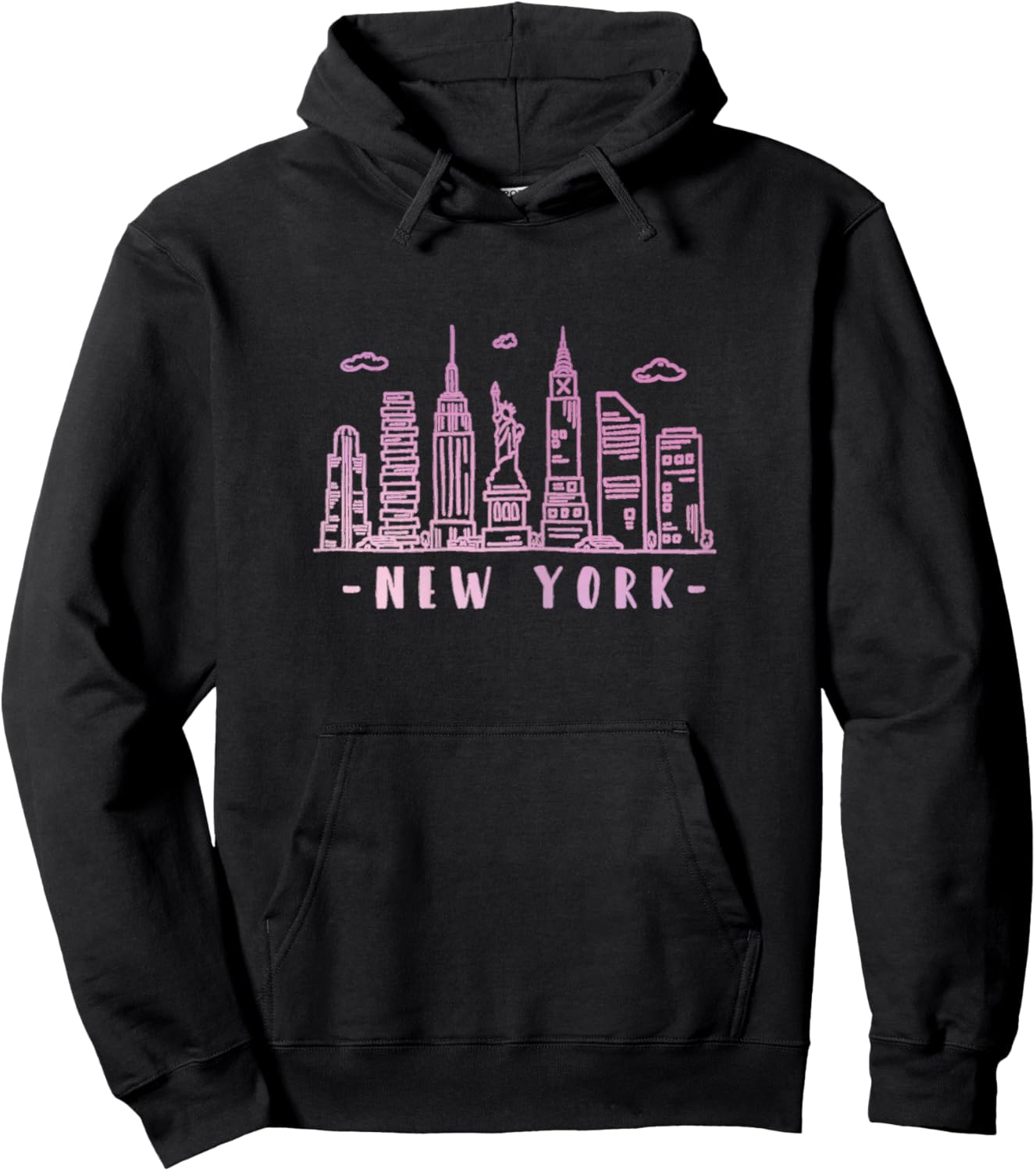 NYC Skyline Pink Vintage New York City NY Hoodie - Hoodie | Black