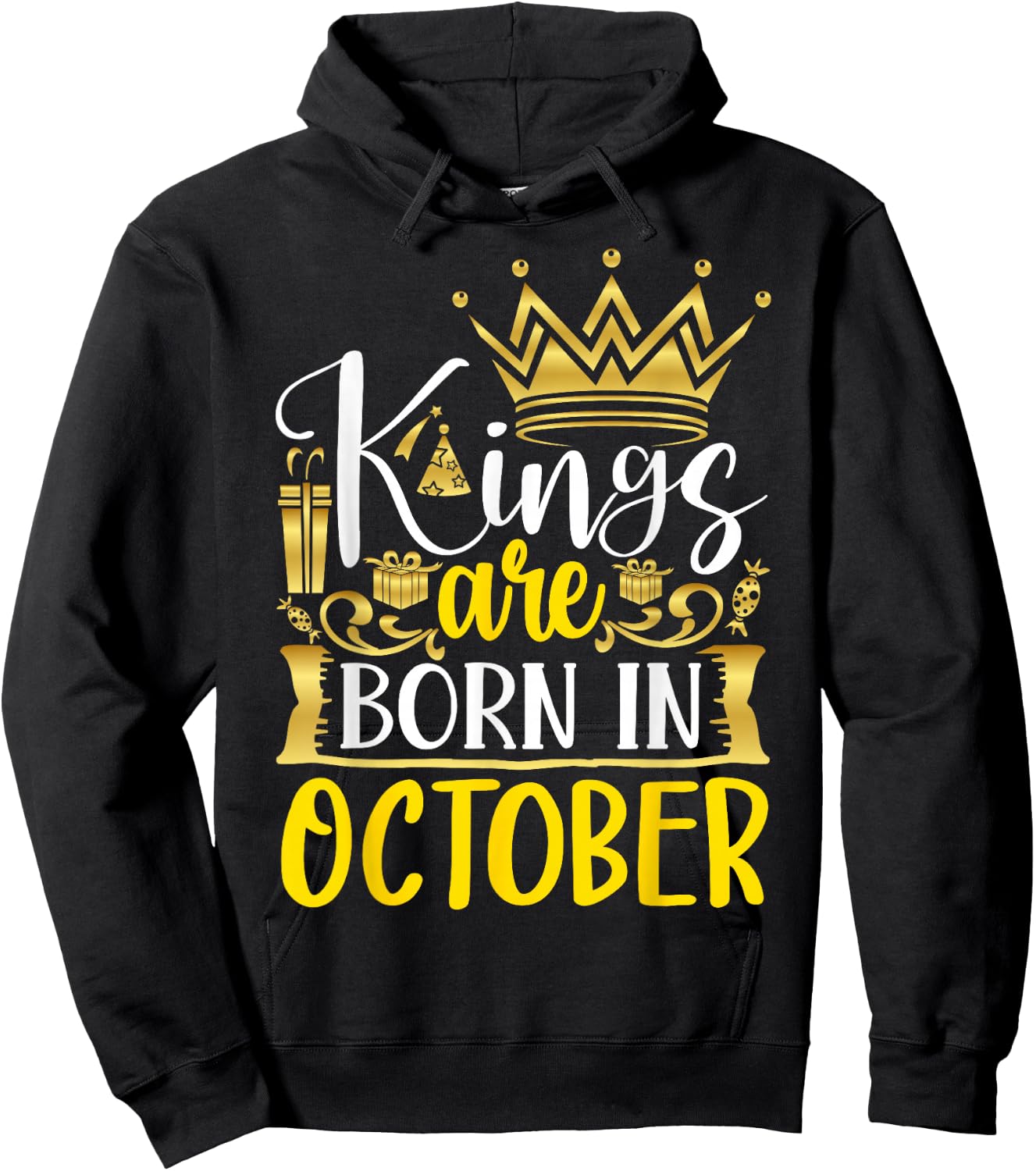 Kings are Born in October Birthday Gifts Him Hoodie - Hoodie | Black