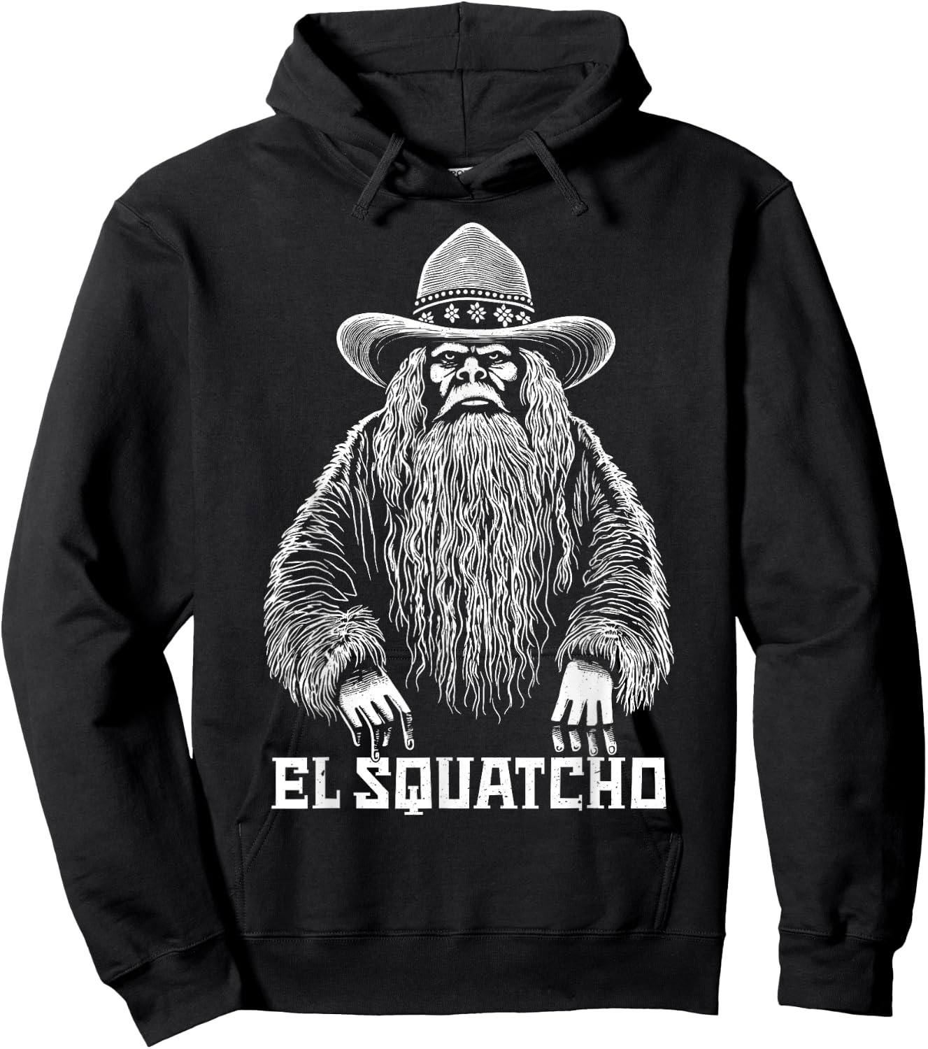 El Squatcho Cowboy Hat – Western Bigfoot Funny Sasquatch Hoodie - Hoodie | Black