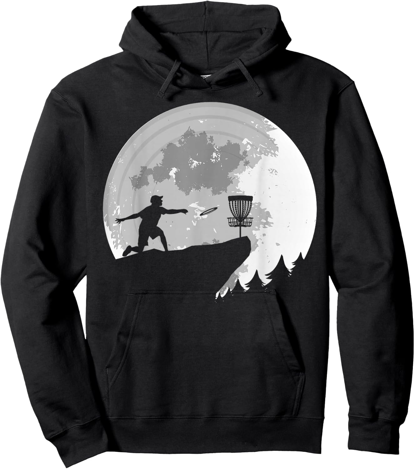 Disc Golfing Funny Full Moon Disc Golf Men Hoodie - Hoodie | Black