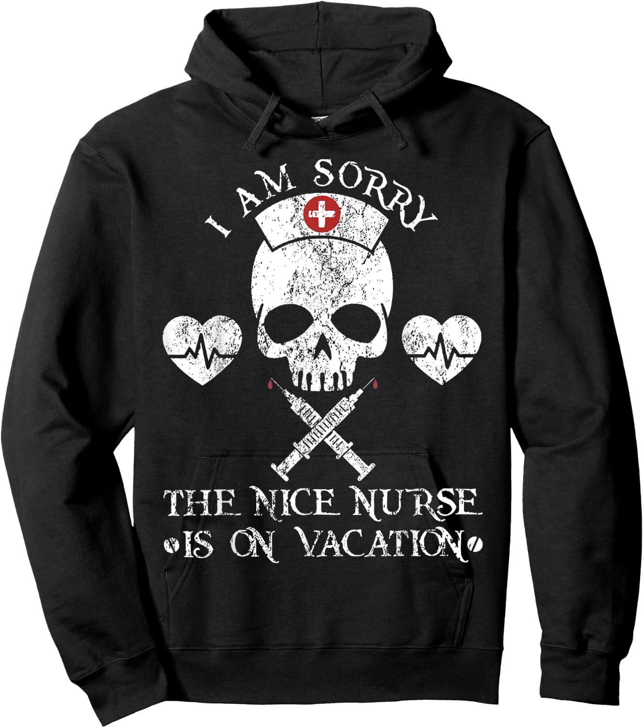I Am Sorry The Nice Nurse Santa Is On Vacation Christmas Hoodie - Hoodie | Black